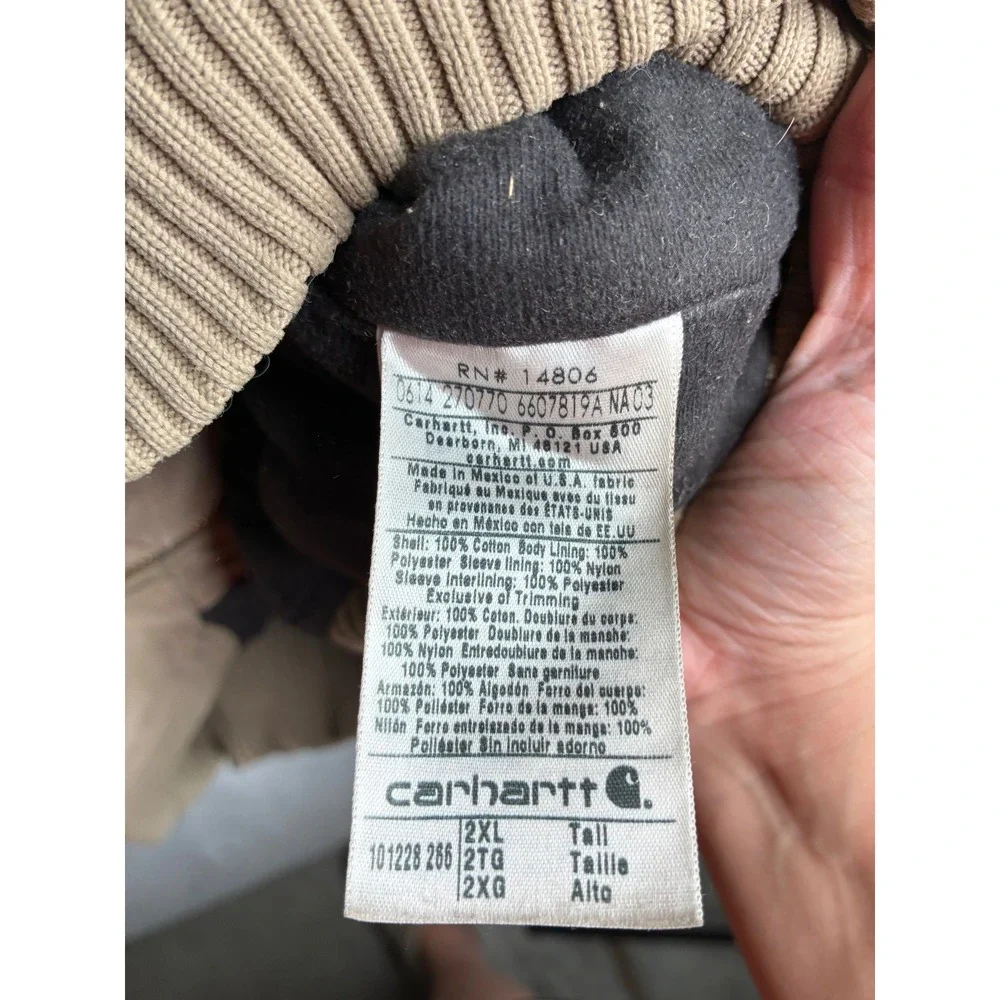 Carhartt J14 Santa Fe Jacket Mens 2XL Tall Tan Duck Canvas Distressed Workwear